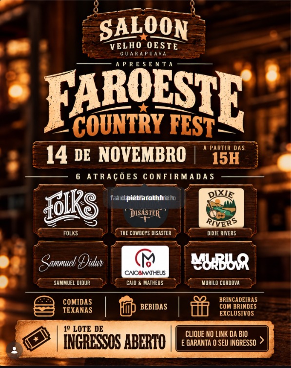 OS INGRESSOS DO FAROESTE COUNTRY FEST JÁ ESTÃO À VENDA!